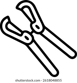 Two pipe wrenches are illustrated with black outlines, set diagonally on a plain white background image.