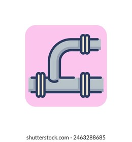Two pipes connection line icon. Supply, metal, plastic outline sign. Plumbing and equipment concept. Vector illustration, symbol element for web design and apps