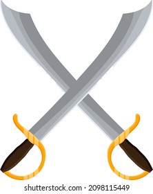 Zwei Pirat-Schwerter, Illustration, Vektorgrafik auf weißem Hintergrund.