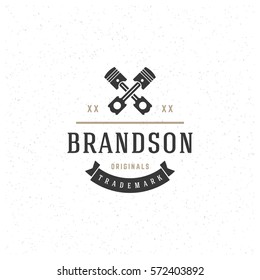 Two pistons Logo Template. Vector Design Element Vintage Style for Logotype or Badge Retro illustration. Piston Symbol.