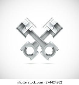 Two pistons on white background. Vector illustration for you.