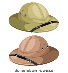 Two pith helmet isolated on a white background. Vector illustration.