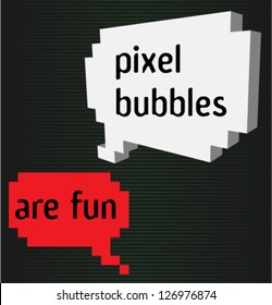 Two pixel bubbles with signs