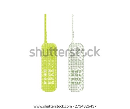 Two pixelated mobile phones in green and gray with antenna and keypad