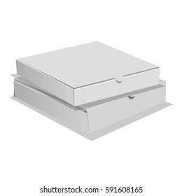 Two pizza boxes icon. Realistic illustration of two pizza boxes vector icon for web