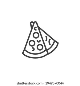 Two pizza slices line icon. linear style sign for mobile concept and web design. Triangle pizza slices outline vector icon. Symbol, logo illustration. Vector graphics