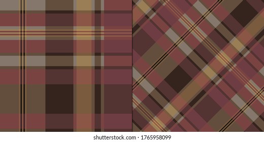Two plaid brown patterns for fabric, textile, wrapping etc. Seamless vector tartans