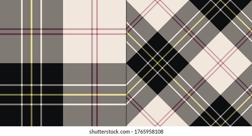 Two plaid classic patterns for fabric, textile, wrapping etc. Seamless vector tartans