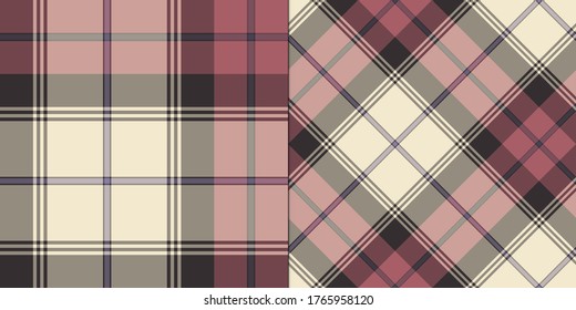 Two plaid multicolor patterns for fabric, textile, wrapping etc. Seamless vector tartans