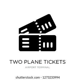 two plane tickets icon vector on white background, two plane tickets trendy filled icons from Airport terminal collection, two plane tickets simple element illustration