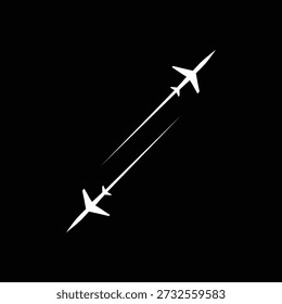 Dos planos con estelas, un elemento gráfico versátil con un fondo transparente.