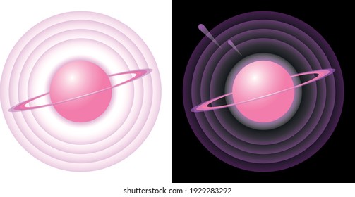 Two planets on a black and white background