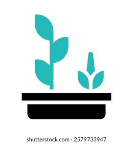 Two plants in pot flat style minimalist design