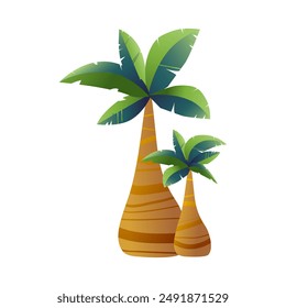 Dos plantas de playa tropical, grande y Pequeña Ilustración vectorial de palmeras exóticas