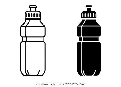 Dos botellas plásticas con las tapas una botella blanca y una botella negra del agua