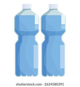 Two plastic bottles containing purified drinking water stand side by side, ready for consumption or transport