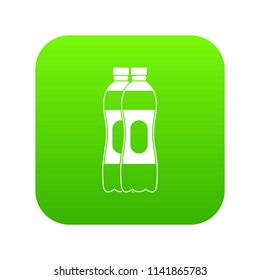 Two plastic bottles icon digital green for any design isolated on white vector illustration