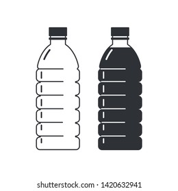 Two plastic bottles on white background, empty and full. Flat style icons. Vector illustration.