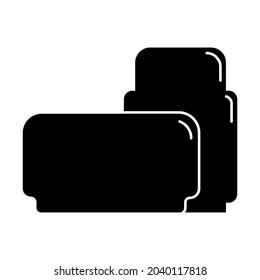 Two plastic cosmetic jar product. Oil, mask, cream. Cosmetic container. Illustration design in the form of black silhouette with thin white lines. Isolated icon in flat style on white background.