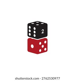 Two plastic dice one black one red