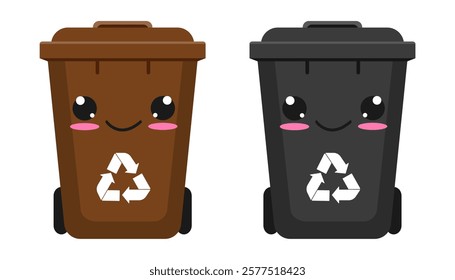 	
Two plastic trash cans illustration. Isolated on a white background. Vector illustration in flat style.	
