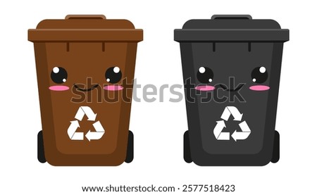 	
Two plastic trash cans illustration. Isolated on a white background. Vector illustration in flat style.	
