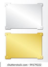 Two plates of gold and silver. Vector