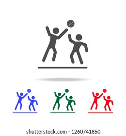 Two play basketball  icons. Elements of sport element in multi colored icons. Premium quality graphic design icon. Simple icon for websites, web design, mobile app, info graphics