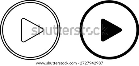 Two play button icons depicted. One is an outlined circle with a hollow triangle, the other a filled circle with a black triangle indicating play.