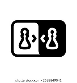 Two Player Chess Game Symbol with Black and White Sides