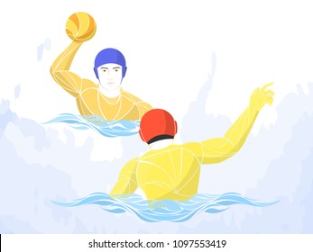 two players water polo vector