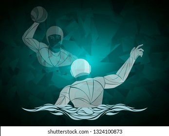 two players water polo vector