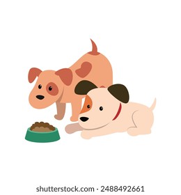 Dos perros juguetones Ilustración vectorial en acción