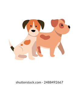 Dos perros juguetones Ilustración vectorial en acción