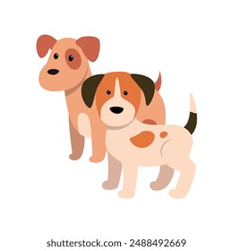 Dos perros juguetones Ilustración vectorial en acción