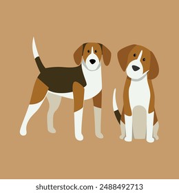 Dos perros juguetones Ilustración vectorial en acción