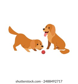 Dos perros juguetones Ilustración vectorial en acción