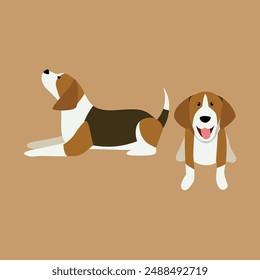 Dos perros juguetones Ilustración vectorial en acción