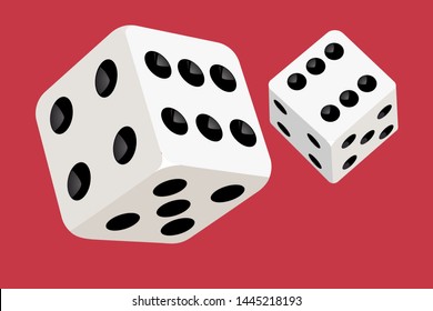 Two playing dice flying in the air