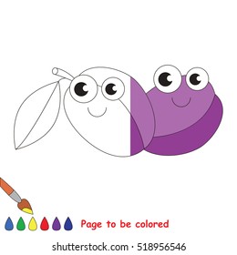 Two plums to be colored, the coloring book to educate preschool kids with easy kid educational gaming and primary education of simple game level. The colorless half.