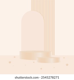 Two podium on a vanila background for  discount,sale,product display,design,vector,illustration.