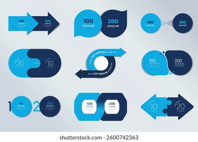 Two point infographic set. 2 step timeline.
