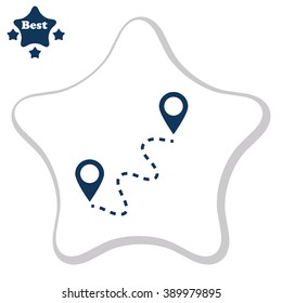 Two pointers and a path vector icon. Gps. Map.