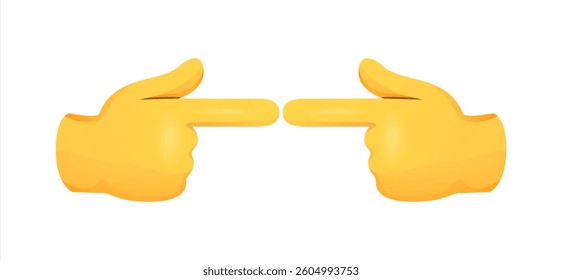 Two pointing hands opposite each other on red background. Emoji vector.