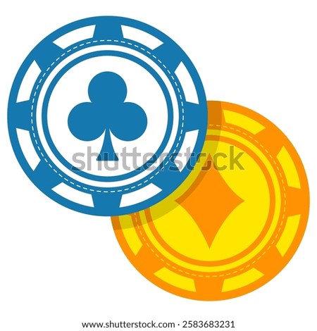 Two poker chips flat icon.