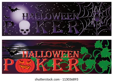 Two Poker halloween banners. vector illustration