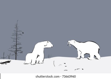 Two Polar Bears, illustration
