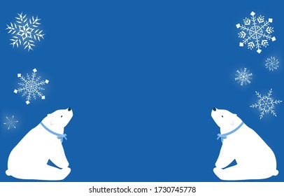Two polar bears sitting facing each other
