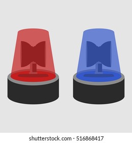 Two police flasher sirens set isolated on grey background vector illustration