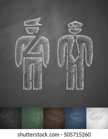 two police officers icon. Hand drawn vector illustration